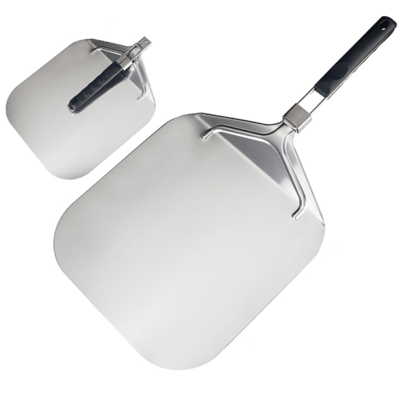 Aluminum pizza peel with foldable rubber plastic handle square shovel head pizza peel