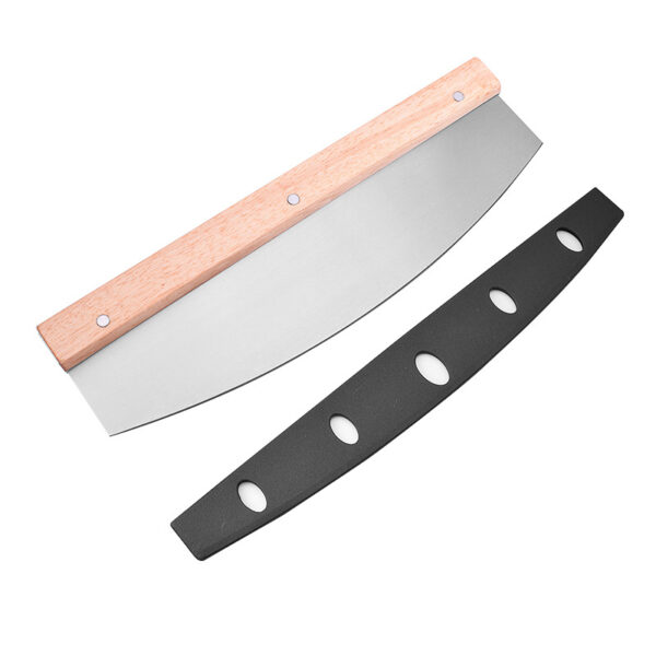 Stainless steel pizza cutter with oak handle and pp lid 35cm