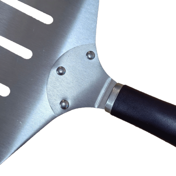 Stainless steel perforated pizza peel with fixed pp handle square shovel head pizza turning peel - Image 2